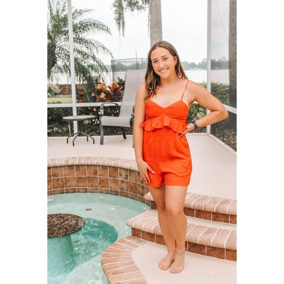 Spaghetti Strap Ruffle Waist Romper
