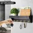 thumbnail image 5 of Rebee Vision Decorative Key Holder Wall Mount with Shelf - Modern Hanging Mail Organizer with 5 Hooks (Black), 5 of 5