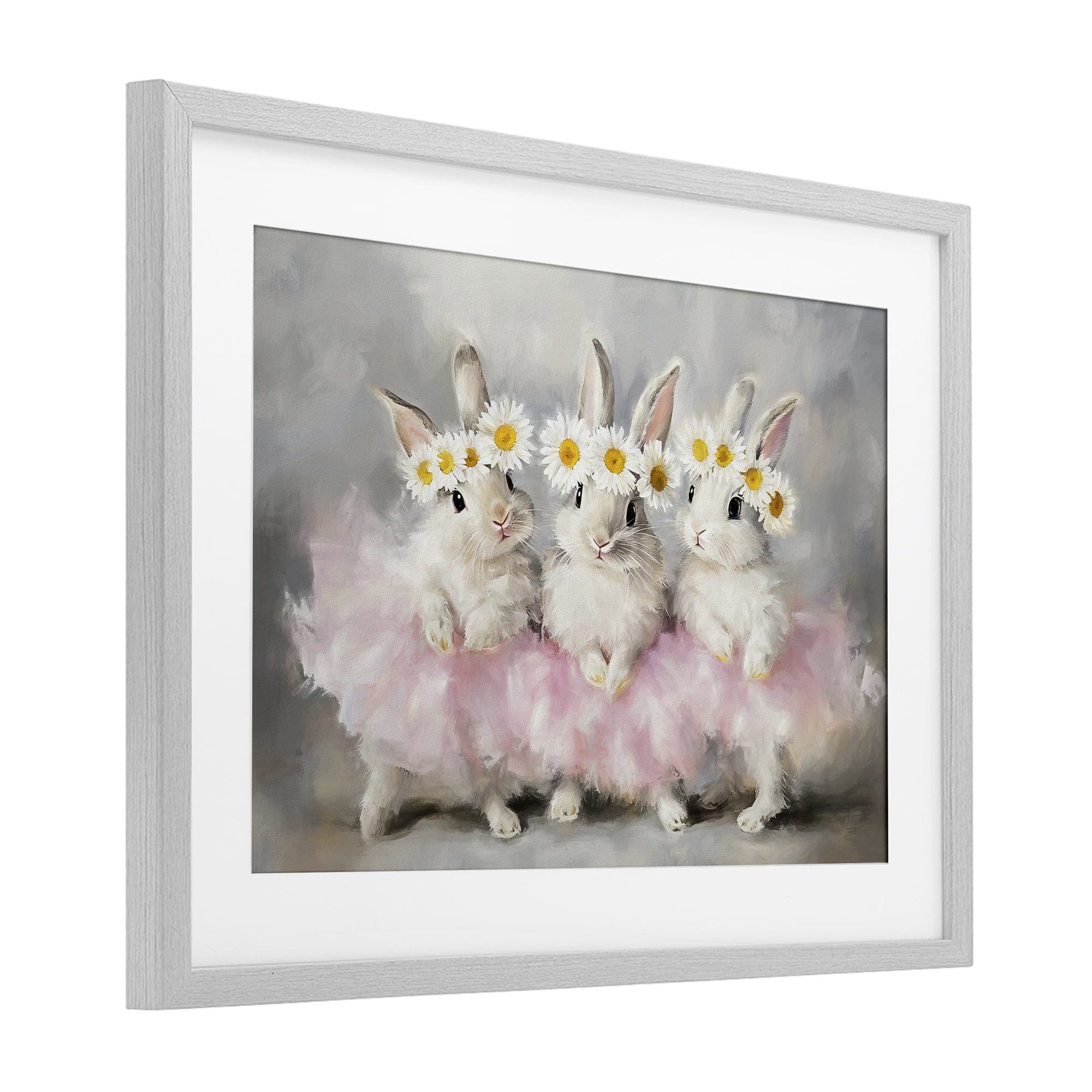 Stupell Industries Dancing Bunnies in Tutus Gray Framed Print Under Glass, design by Tina LeCour