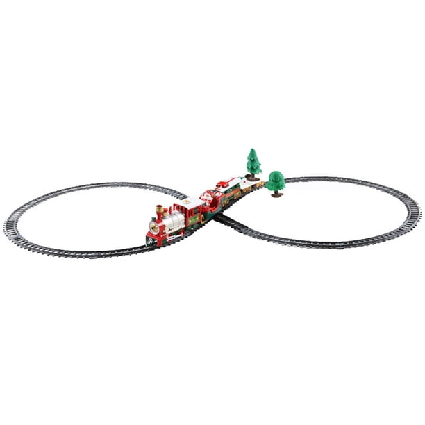 Juego de tren navideño, juego de vías de tren eléctrico, juguete de tren de interior con decoración navideña, regalo creativo para niños, niñas y
