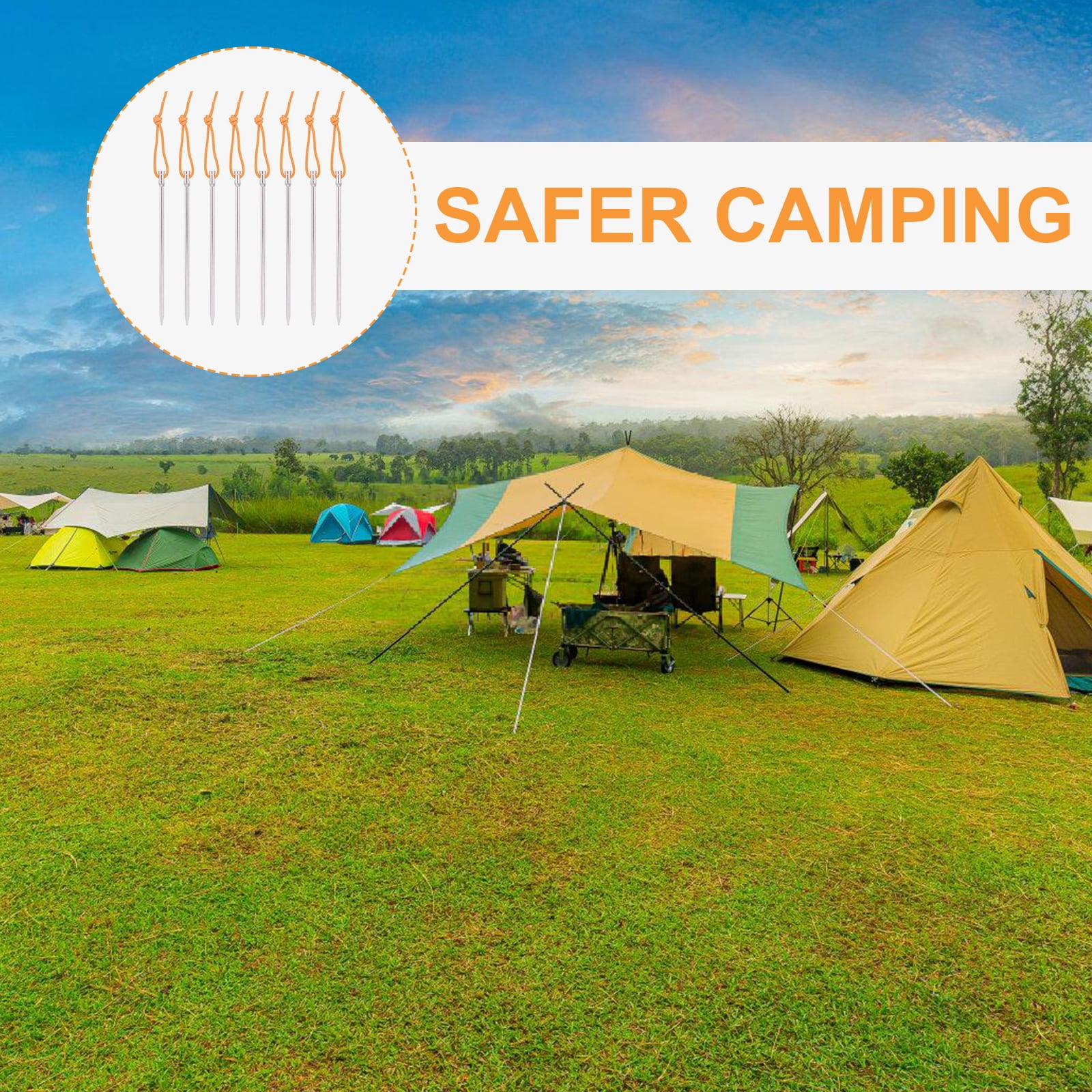 UNTERING Long Camping Tent Stake Alloy Canopy Stakes Spikes Heavy Duty Tent Peg Wind-proof Lengthened Tent Ground Peg