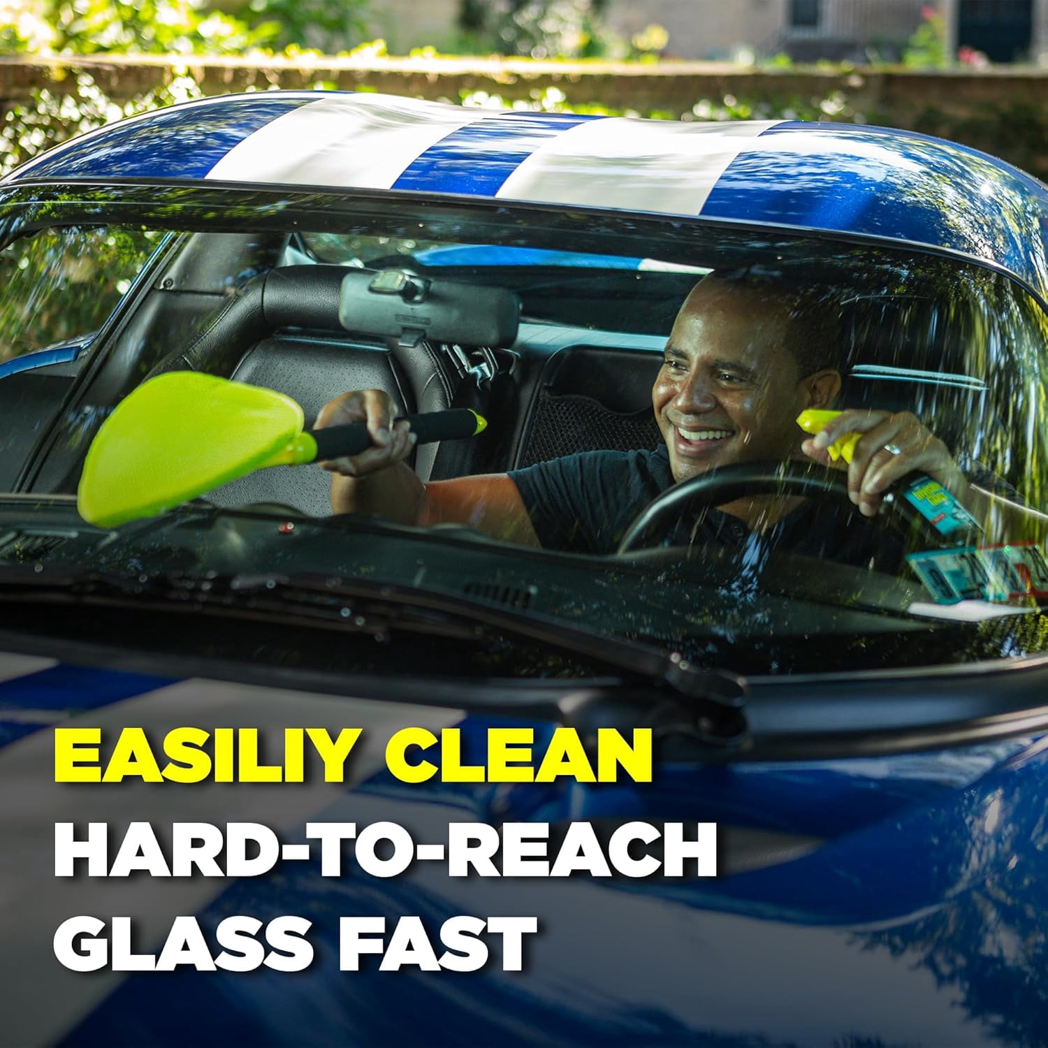 Invisible Glass 95160 Reach & Clean Glass Windshield Cleaner Tool Kit With Extendable Handle, 2 Reusable Quick Change Microfibers, and Storage Bag for Auto Windshield, Trucks, SUVs, RVs, and Windows