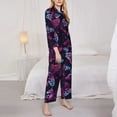thumbnail image 4 of Disketp Pajamas Set Long Sleeve Sleepwear Womens Button Down Nightwear Pj Sets-Purple Butterfly, 4 of 9