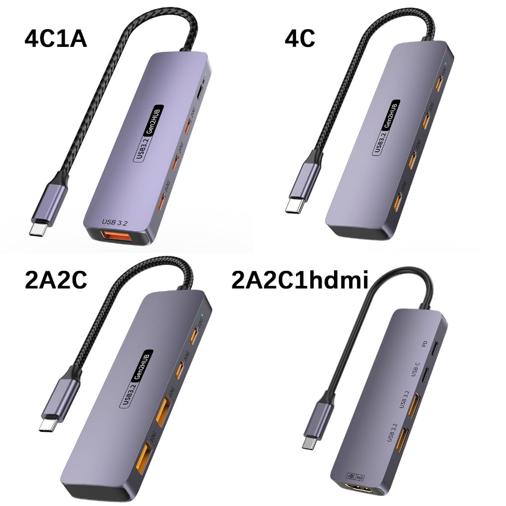 USB 3.2 Type C Hubs 10Gbps PD100W 140W Fast Charging 4K 60Hz HDTV Adapters For Computer Tablets External Drive