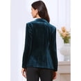 thumbnail image 3 of DARING DIVA Women's Notched Lapel Long Sleeve One Button Velvet Blazer L Blue, 3 of 6