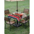 thumbnail image 4 of Outdoor Tablecloth with Umbrella Hole for Patio/Picnic/Party/Camping, Vintage Truck American Flag Waterproof Table Cloth Square Cover Washable, Blue Star 4th of July (60"x 60"), 4 of 9