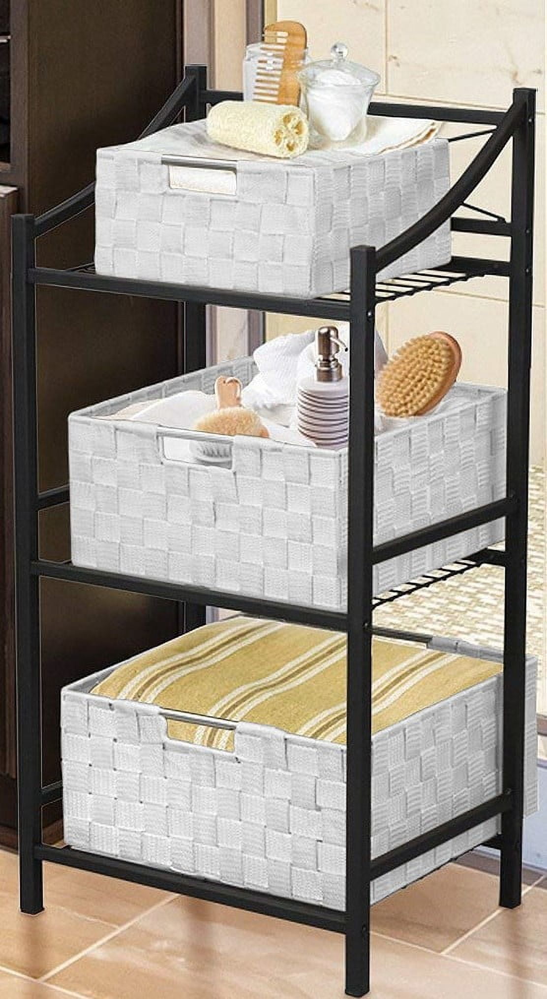 Decorative & Durable Fabric Storage Baskets, Shelf & Closet Organization - White
