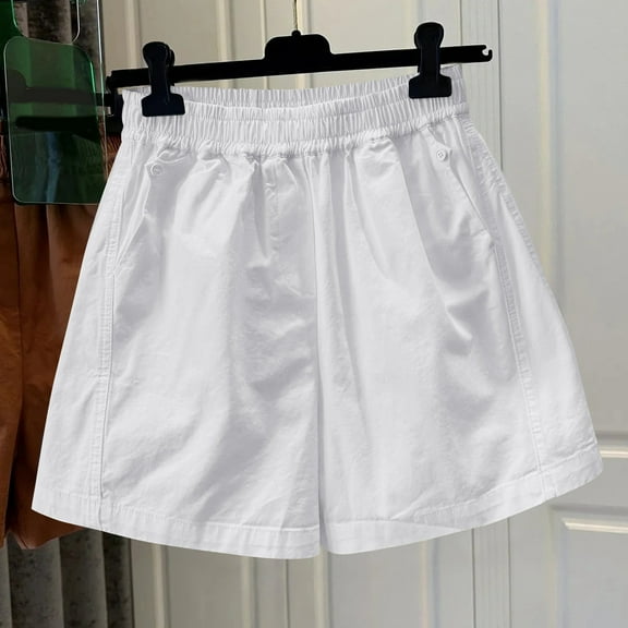 HaoXianJian Plus Size Womens Shorts Casual Wide Leg Cotton Elastic Waisted Gym Shorts Women Athletic Golf with Pockets Weightless M-4X