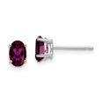 thumbnail image 4 of 14K White Gold 6x4mm Oval Rhodolite Garnet Stud Earrings, 4 of 5