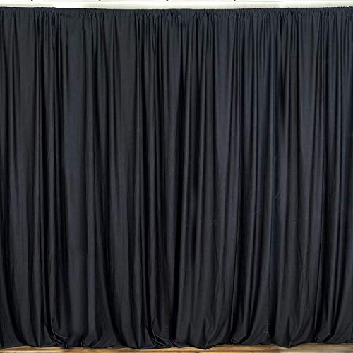 New Creations Fabric & Foam Inc 10 Feet Wide by 9 Feet High Polyester Backdrop Drape Curtain Panel - (Black, 10 Ft Wide by 9 Ft High)