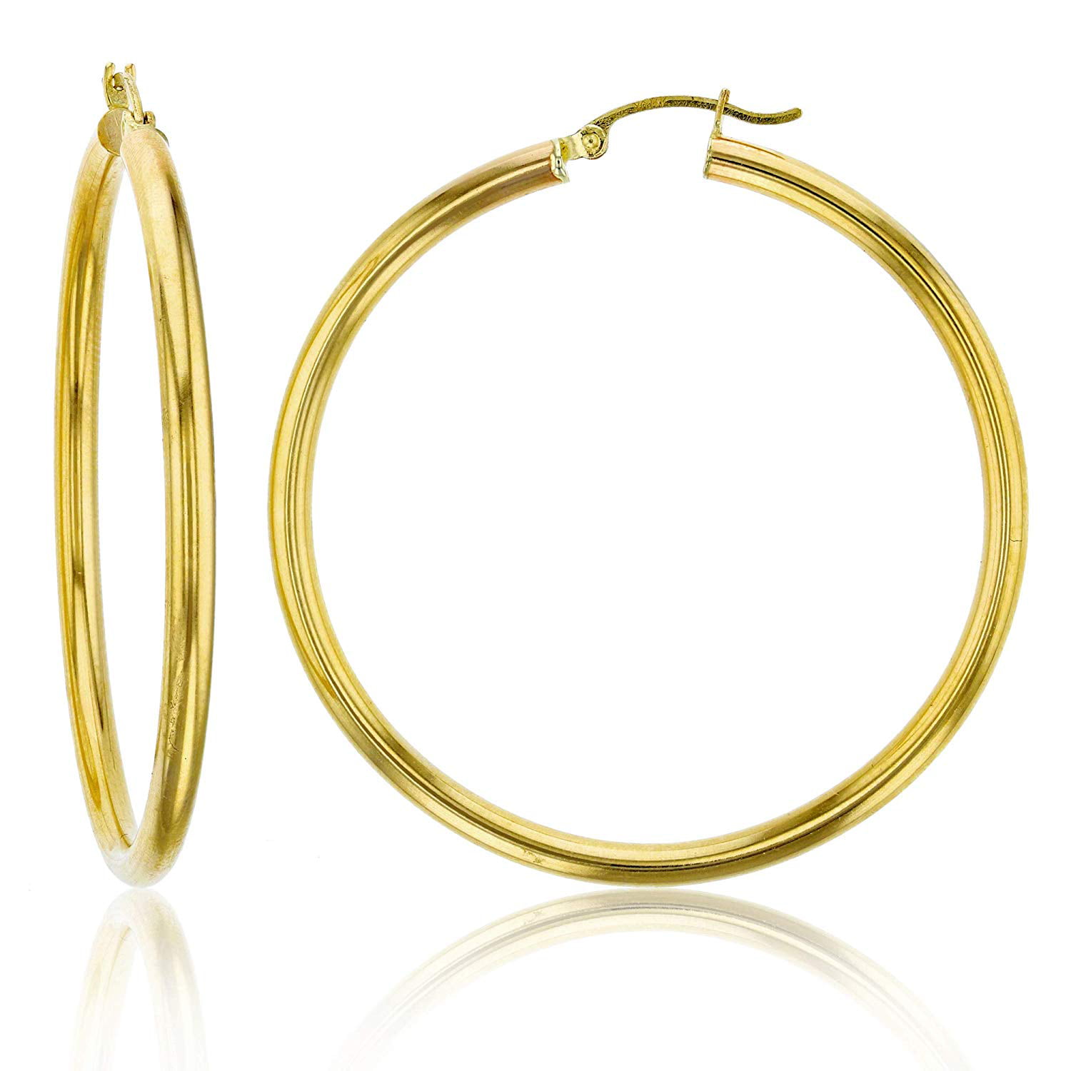 10k Yellow Gold 3x40mm Tube Hoop Earrings Ear Hoops Set Fine Jewelry For Women Gifts For Her 