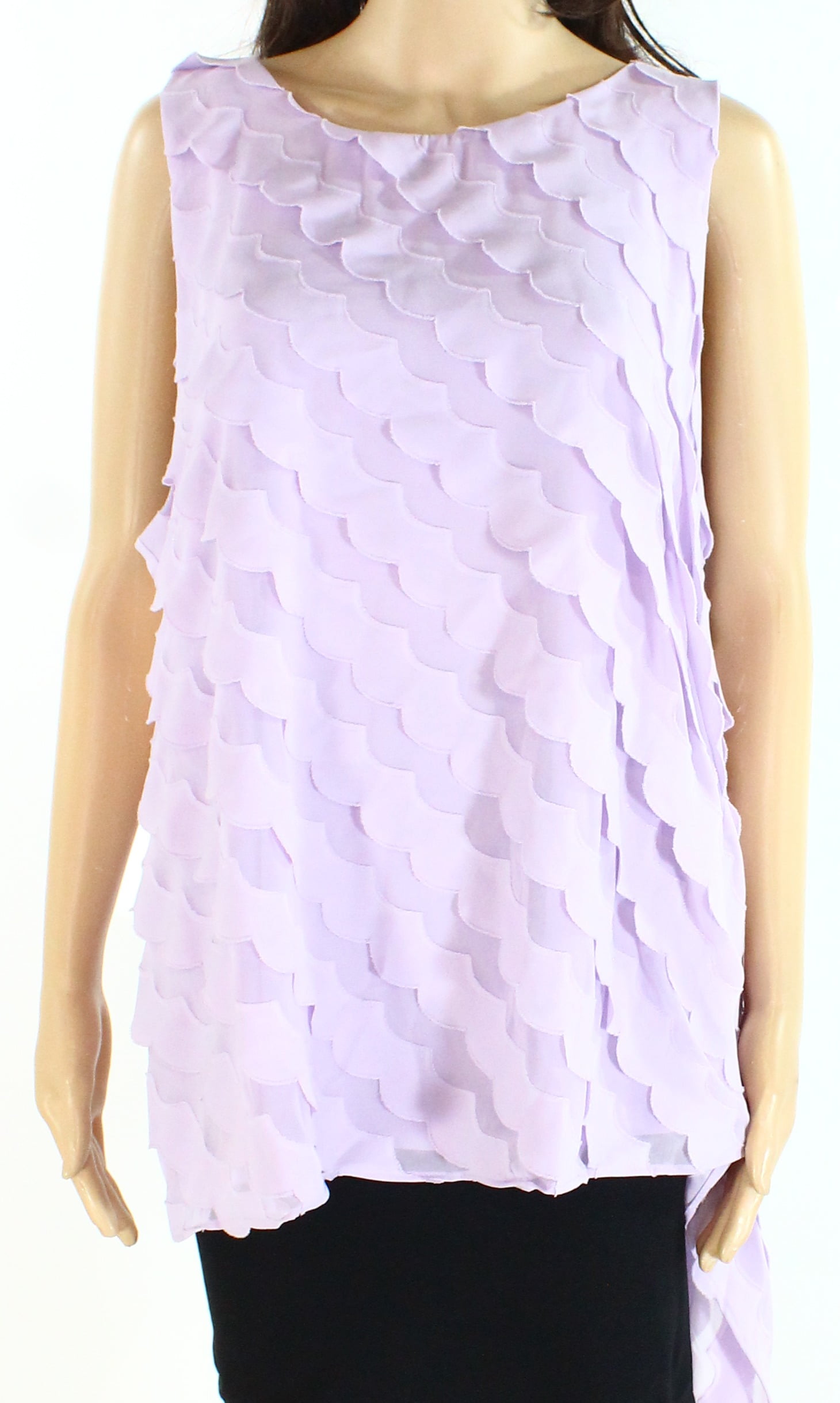Women Tank Top Pastel Lilac Purple Scalloped Asymmetrical 79 XL