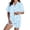 C-Blue301, variant on DHFJKG Pajamas For Women Set Two Piece Outfits Short Sleeve Sleepwear Printed Button Up Lapel Shirts Shorts Loungewear Set Leisure Home Clothes