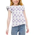 thumbnail image 1 of WRKEKC T-Shirts d'Été pour Filles, Chemises Décontractées à Manches Courtes pour Filles, Chemises Camouflage d'Été pour Filles, Manches à Volants Mignonnes, Col Rond, Ensemble de T-Shirts Décontractés pour 3-15 Ans, 1 of 9
