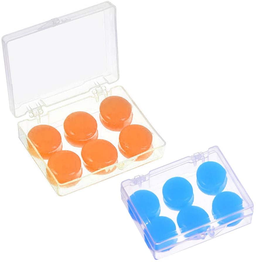 12 PCS Silicone Ear Plugs Soft Protective Waterproof Noise Cancelling Putty Ear Plugs Moldable Earplugs Set with 2 Clear Storage Boxes for Swimming Sleeping
