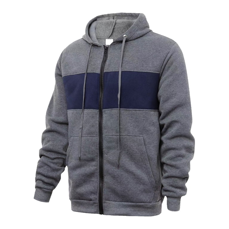 ZVNAΖH Mens Full Zip Up Hoodies Casual Cotton Blend Color Block