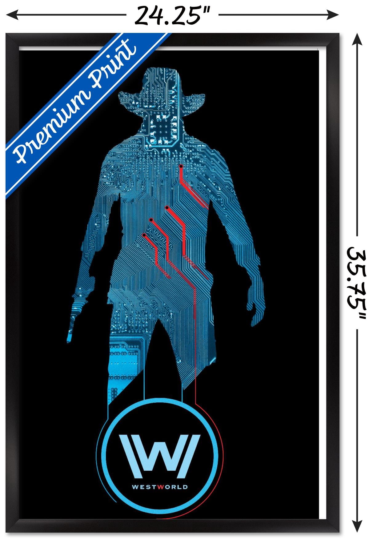 Westworld - Black Wall Poster, 22.375" x 34", Framed