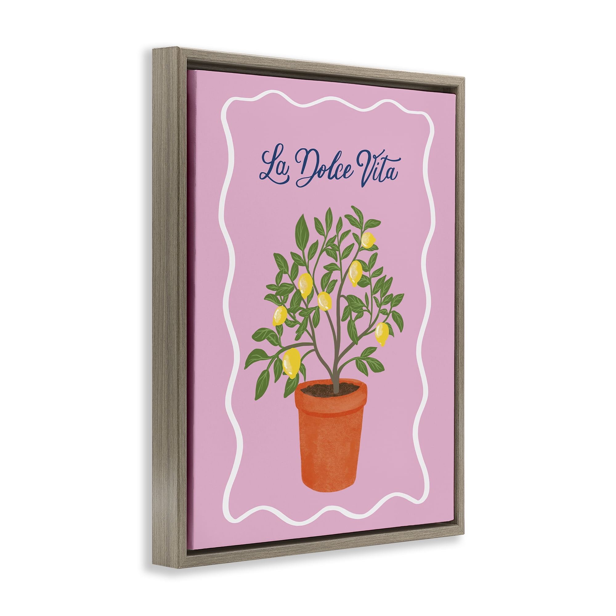 Stupell Industries Dolce Vita Lemon Tree Brown Framed Floater Canvas Wall Art, design by Be Ni La