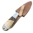 thumbnail image 3 of TheBoneEdge 9" Wood Handle Damascus Steel Hunting Knife with Leather Sheath, 3 of 3