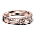 thumbnail image 2 of Classic Minimalist 1.50 Carat Baguette Cut Morganite And Diamond Moissanite Engagement Ring, Split shank Wedding Ring in 10k Solid Rose Gold, Promise Ring, Anniversary Ring, Bridal Rings Set, 2 of 3