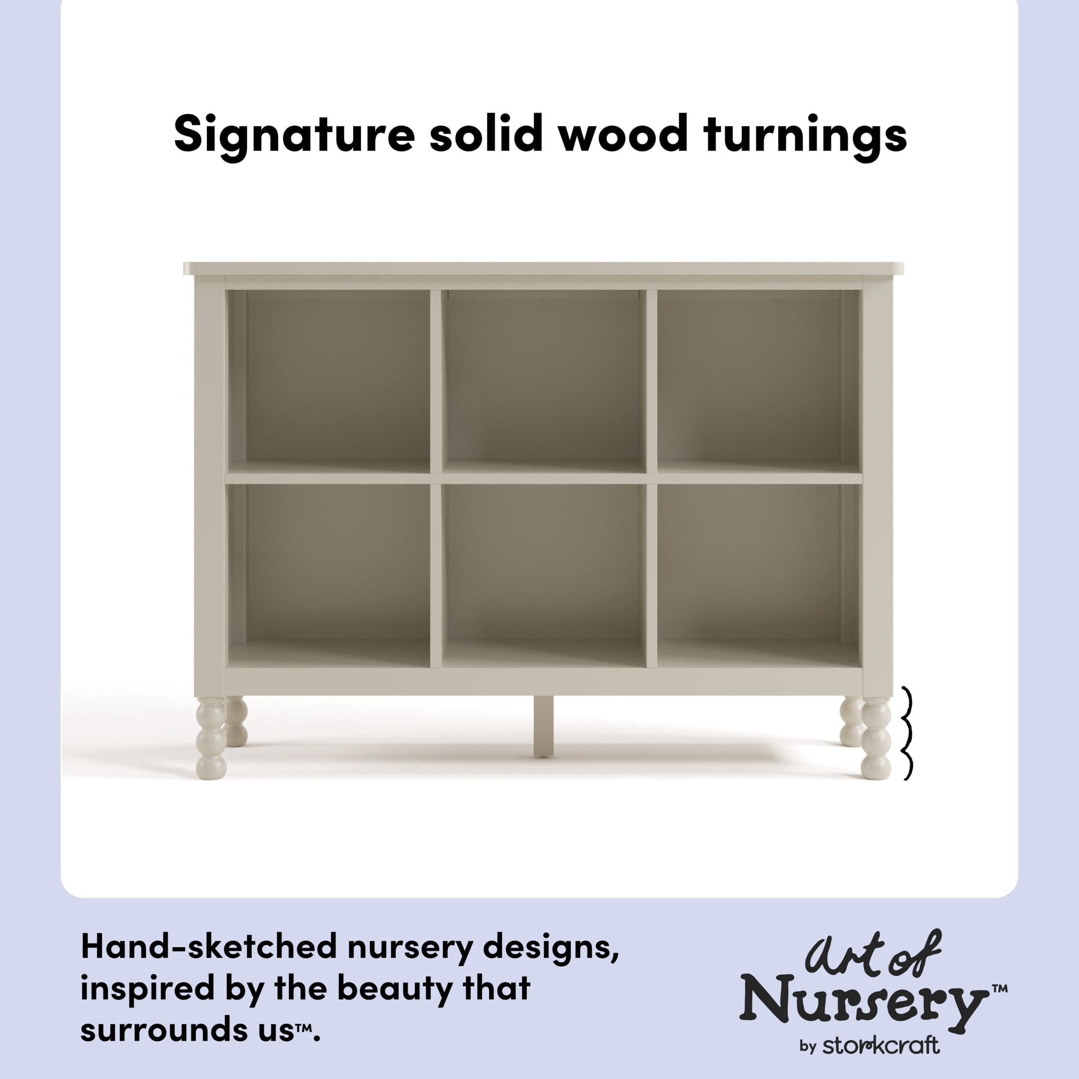 Art of Nursery by Storkcraft Rio 6 Cube Storage Organizer Kids Bookcase - Frosted Oat