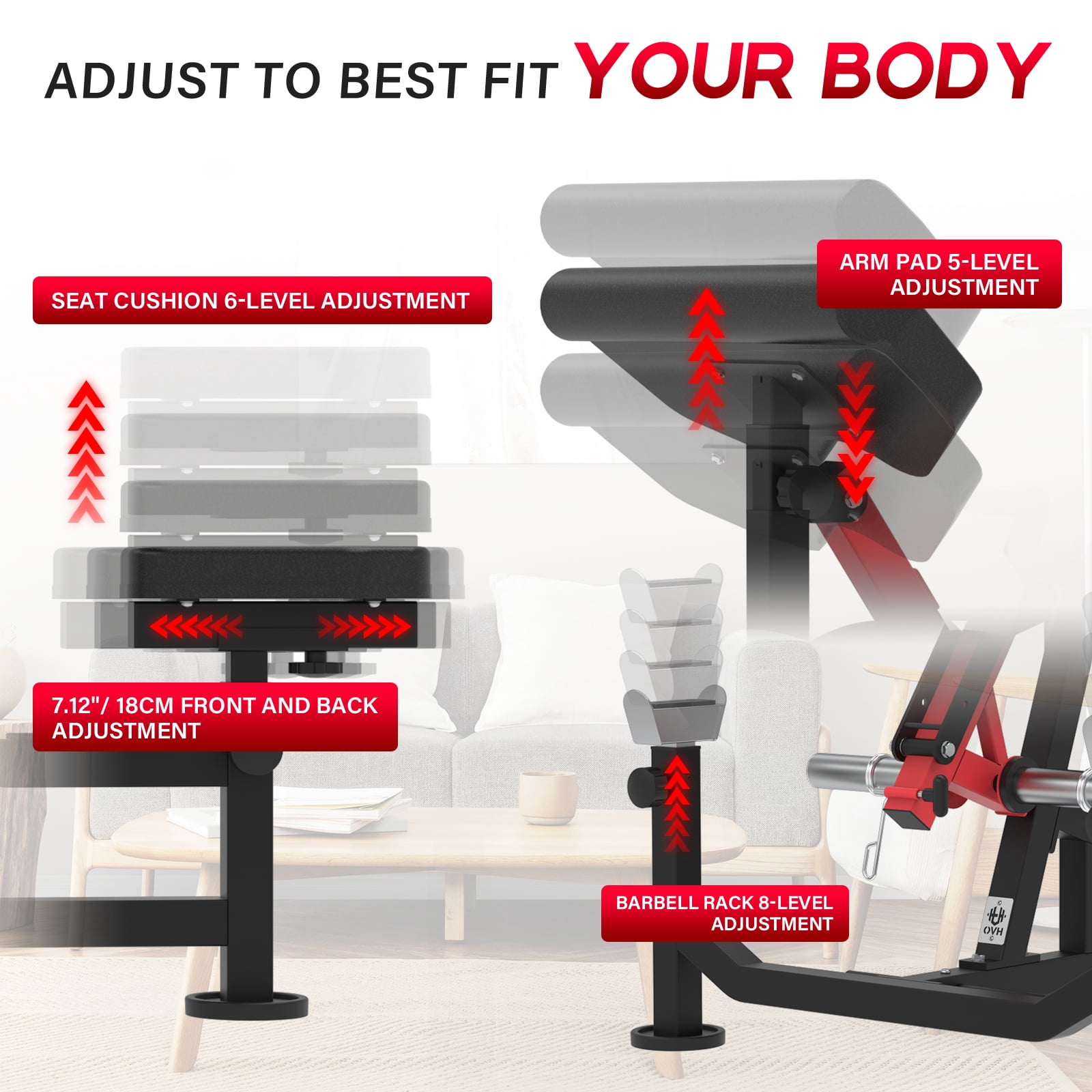 HeeH Preacher Curl Bench: Bicep Training Station for Barbell & Dumbbell Workouts with Lifting Weights Home Gym Equipment Red