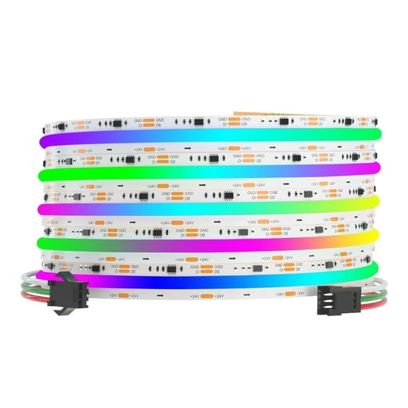 24V Addressable COB LED Strip Light White PCB, 16.4ft/5m Flexible WS2811 RGB-IC Dream Color LED Tape Light, CRI 90 , DIY Indoor Lighting for Ceiling Bedroom Cabinet Decor