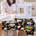 thumbnail image 4 of HELLHERO Pink Blooms with Gold Foliage on Black Sewing Machine Pad Fabric Polyester Storage Pockets Storage Bag for Xmas Gifts Home Sewing Classes, 4 of 5