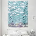 thumbnail image 1 of Home Decor Tapestry, Funky Overcast Cumulus Clouds Like Sea Wave Floating Wet on Ethnic Umbrella, Wall Hanging for Bedroom Living Room Dorm Decor, 60W X 80L Inches, Blue Purple, by Ambesonne, 1 of 2