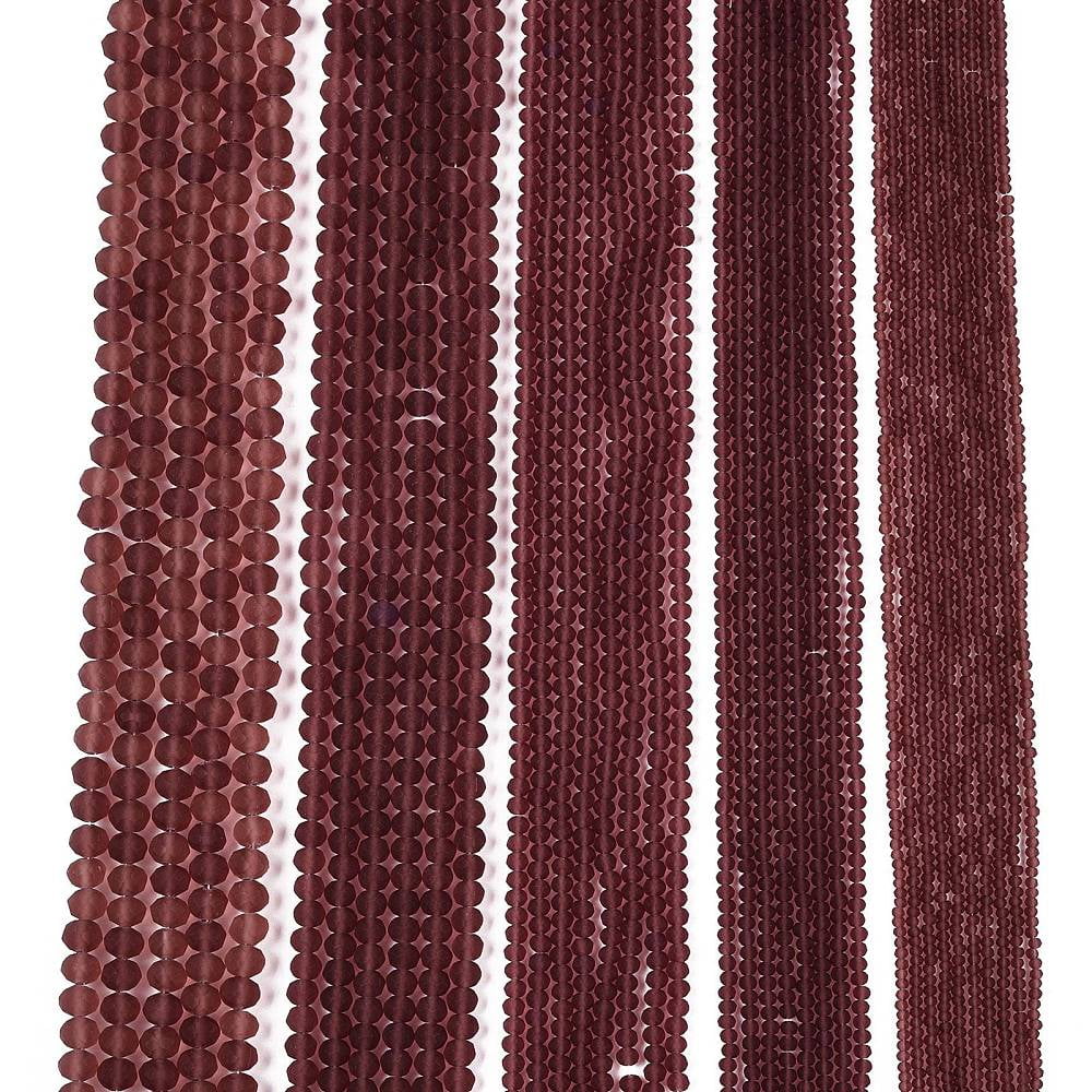 20Strand Transparent Glass Beads Strands Faceted Frosted Rondelle Coconut Brown 8mm Hole: 1mm about 64~65pcs/strand 40~41cm