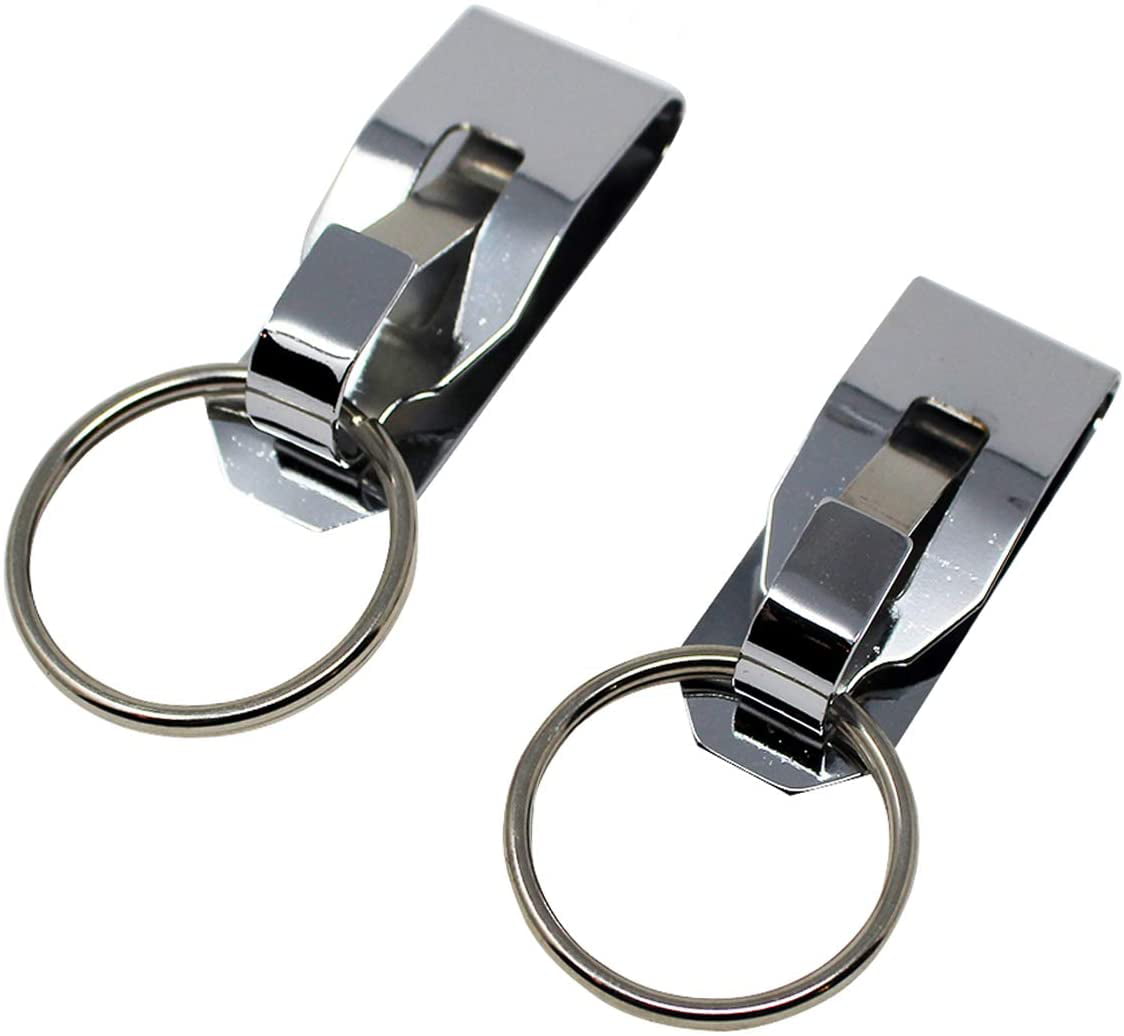Specialist ID 2 Pack - Secure Belt Clip Key Holder with Metal Hook & Heavy Duty 1 1/4 Inch Keychain Ring