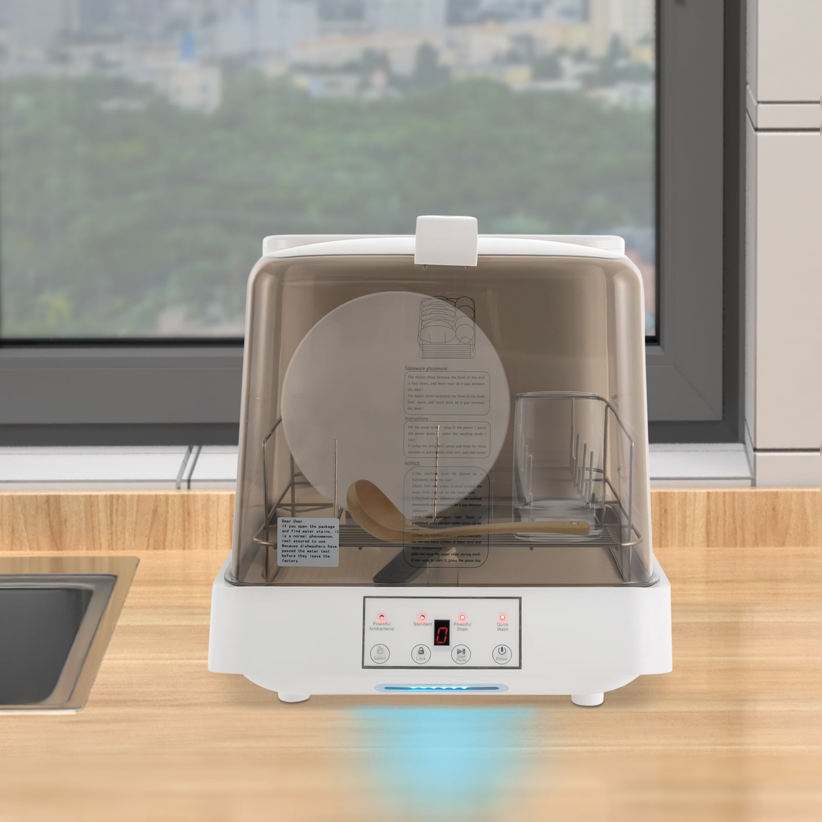 ChicHomey Portable Visible Countertop Dishwasher,Automatic Dishwashing with Tank, 3-in-1 Wash Modes,Compact Touch Control for Small Apartments RVs Dormitories