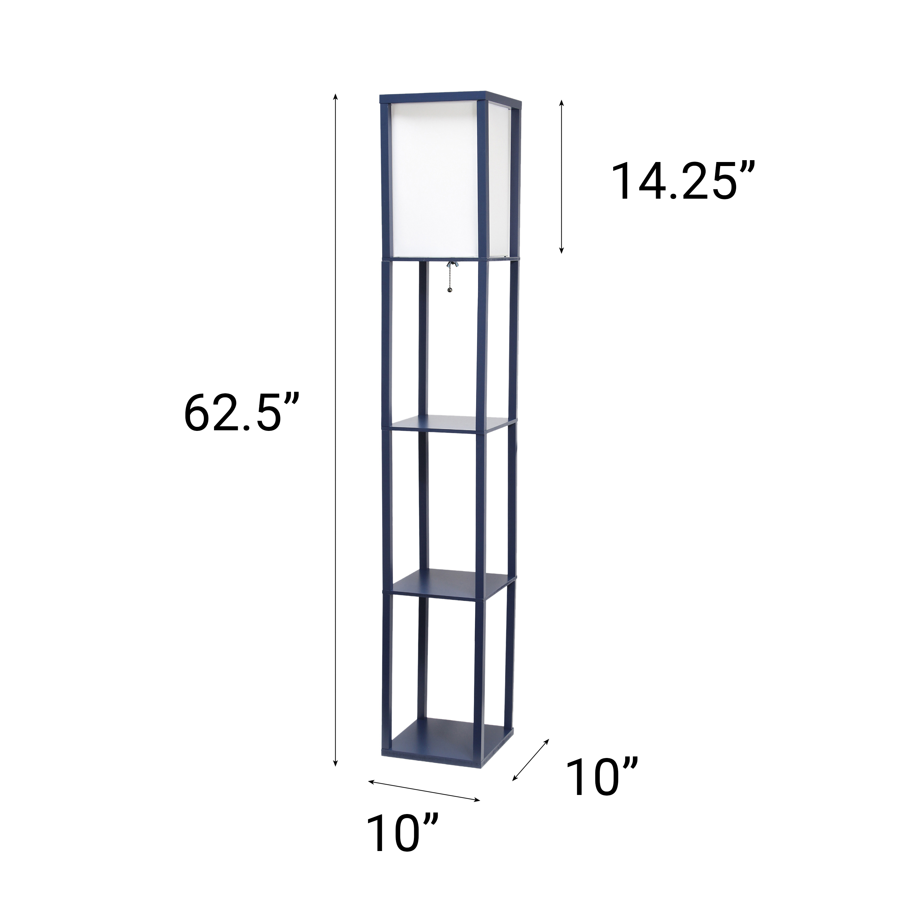 Creekwood Home 62.5" Contemporary 3-Tier Storage and Display Floor Lamp, Navy Blue