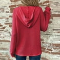 thumbnail image 4 of UoCefik Lightweight Sweatshirts for Women Casual Waffle Knit Long Sleeve Buttons Hoodie Oversized Fall Drawstring V Neck Pullover Western Hooded Trendy Top Red XXL, 4 of 7