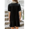 thumbnail image 2 of Women's Black Stripe Detail Polo Dress – Casual Short Sleeve Mini Dress for Summer Outings, XL, 2 of 12