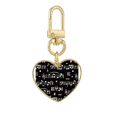 thumbnail image 1 of White Music Notes Bar Black Gold Heart Keychain Metal Keyring Holder, 1 of 3