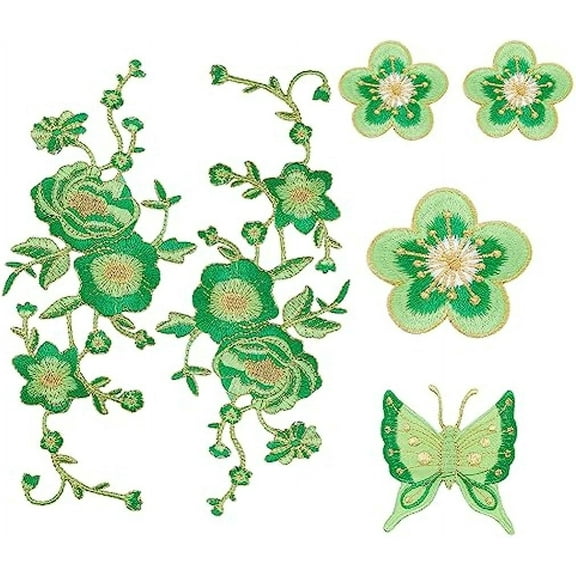 7Pcs Big Butterfly Flower Iron on Embroidered Decorative Embroidered Patches Sew On/Iron On Patch Applique
