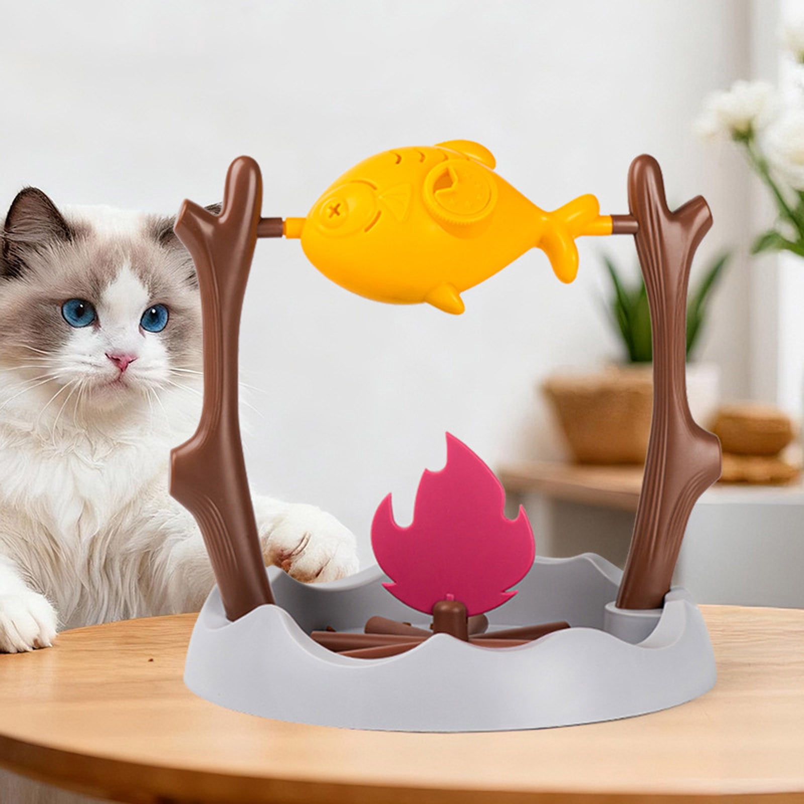 3 Ports Interactive Cat Slow Feeder Dry Food Dispensing Puzzle Toy Foraging Mental Stimulation Leakage Feeding Toy For Indoor Cat Kitty Grey