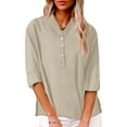 thumbnail image 4 of Uqiangy Oversized Casual Loose Solid Womens Blouse Casual Long Sleeve Tunic Tops Round Neck Fall Outfits For Women 2025 Trendy Loose Long Sleeve Shirts For Women Plus Size Sweaters For Women Beige 3XL, 4 of 7