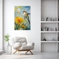 thumbnail image 3 of ZHONGYUTONG Hummingbird Wall Art Yellow Dandelion Canvas Bird on Floral Painting Animal Flower Picture for Living Room Decor Framed (12.00" x 18.00"), 3 of 5