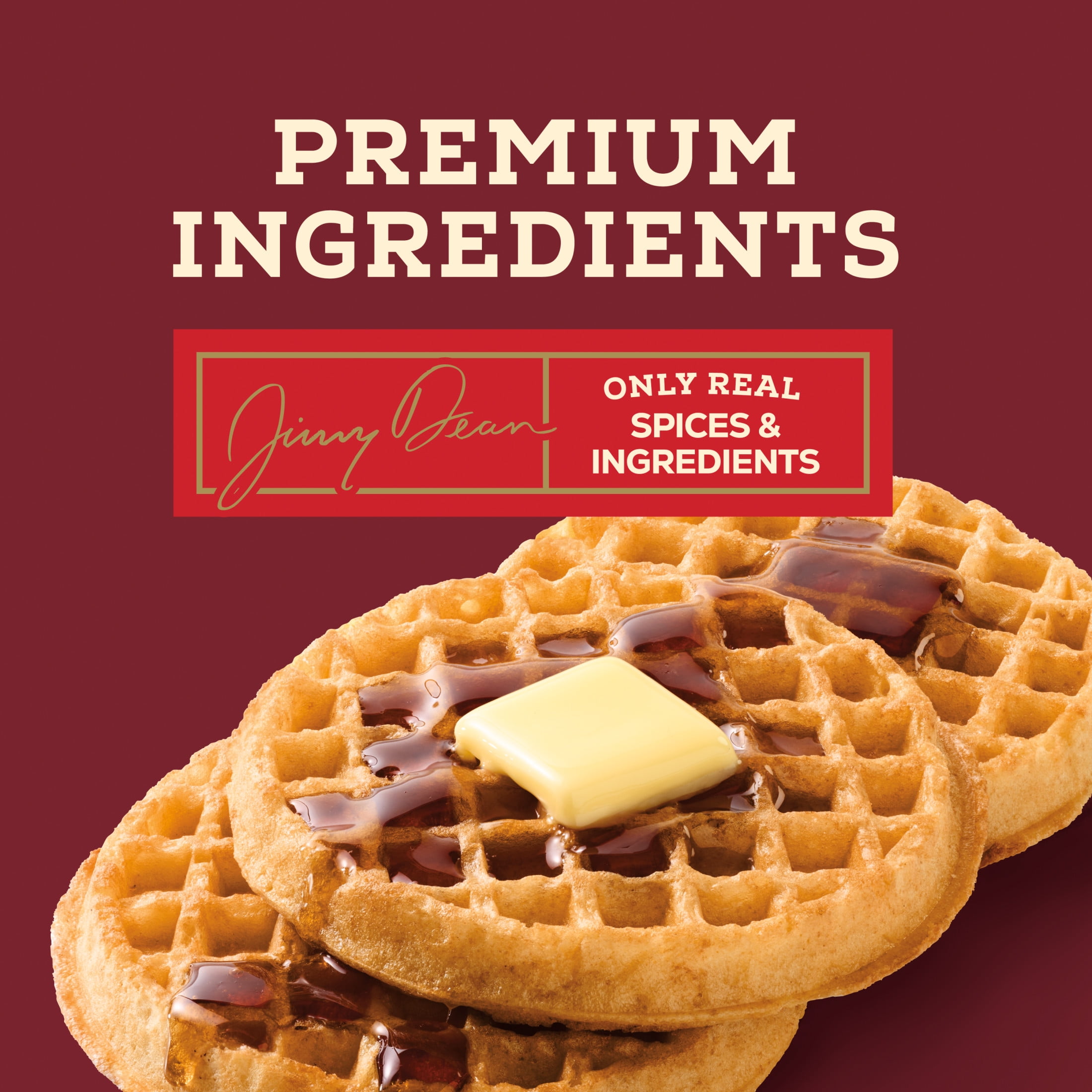 Jimmy Dean Protein Buttermilk Waffles, Fully Cooked Breakfast, 11.28 oz, 8 Count (Frozen)