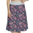 thumbnail image 1 of Women's Paisley Romantic Natural Leaves A-line Printed Skirt Casual Wear, XL, Dark Blue Pink Turquoise, by Ambesonne, 1 of 1