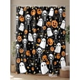 thumbnail image 4 of Cartoon Halloween Shower Curtain, White Ghosts Skull Orange Pumpkin Black Cat Bathroom Decor Curtains Set with Hooks, Waterproof Fabric Home Accessories， Stall 36 X 72 Inch, 4 of 6