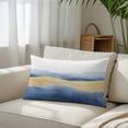thumbnail image 3 of Blue Yellow Throw Pillow Cover, Pillowcase Protectors with Zipper, Breathable Decorative Lumbar Pillow Case Cover, Modern Abstract Art Waves Pillow Shams for Couch Sofa 12x20Inch, 3 of 8
