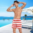 thumbnail image 6 of ALAZA Men's Swim Trunks Beach Shorts Red and White Stripes Lightweight Athletic Bathing Suits XL, 6 of 9