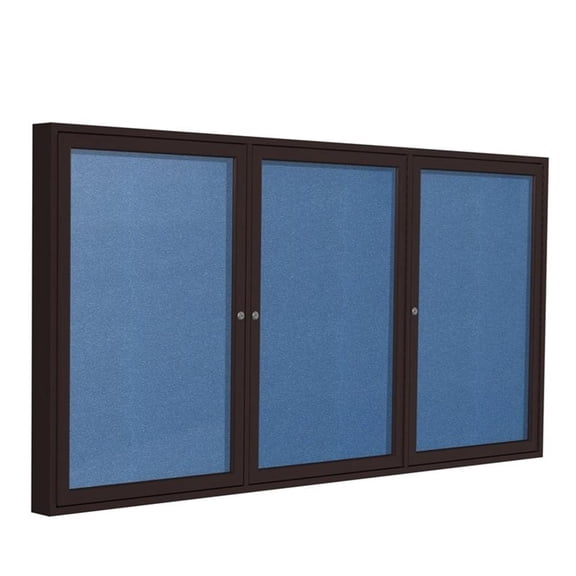 Ghent's Vinyl 48" x 96" 3 Door Enclosed Bulletin Board in Ocean Blue