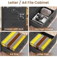 thumbnail image 5 of 35.4” File Cabinet, Filing Cabinet fits Letter/A4 Size, 2 Drawe File Cabinets for Home Office with Power Strip, LED Lights, Lock, Open Shelf, Black, 5 of 8