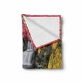 thumbnail image 2 of Rainforest Soft Flannel Fleece Throw Blanket, Tropical Fall Stream with Colorful Exotic Flowers Nature Wildlife, Cozy Plush for Indoor and Outdoor Use, 50" x 60", Pink and Yellow, by Ambesonne, 2 of 6