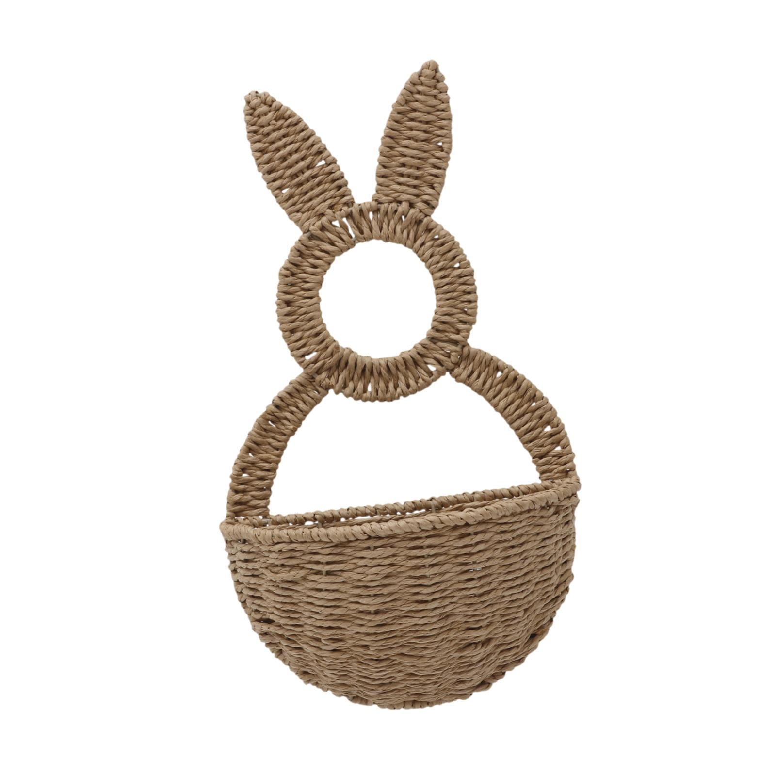 kowaku Bunny-woven Basket, Easter Basket, Multifunctional, Rustic, for Hanging, Wall Pocket for Flowers And Eggs, for Festive Occasions, Entrance Area