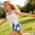 thumbnail image 6 of Amidoa Girls 2 Piece Outfits Summer Clothes Cute Tank Top Sleeveless Solid Color T-Shirt and Casual Shorts Kids Clothing Sets White Size 6, 6 of 9